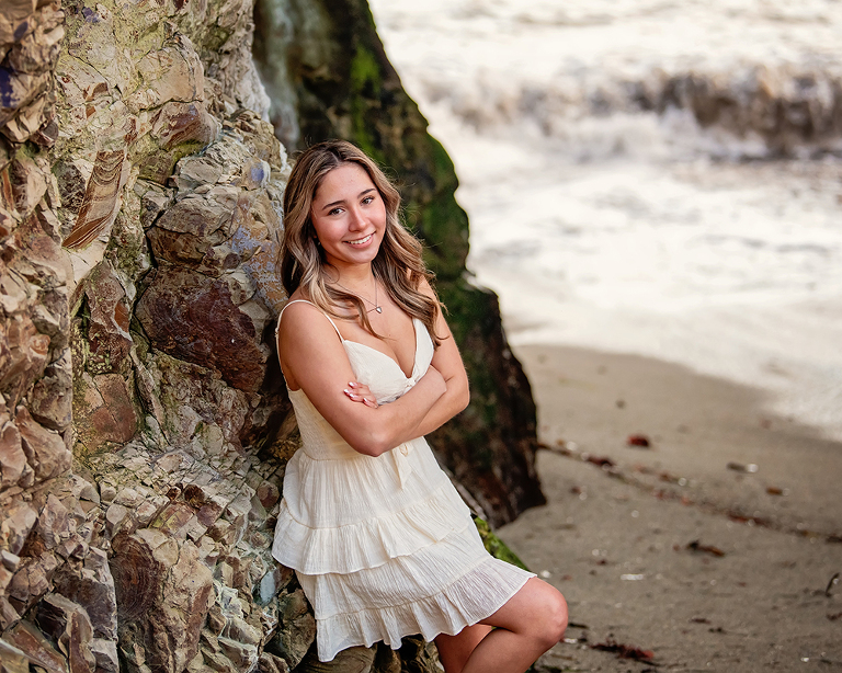 Beach senior portraits at Shark Fin Cove
