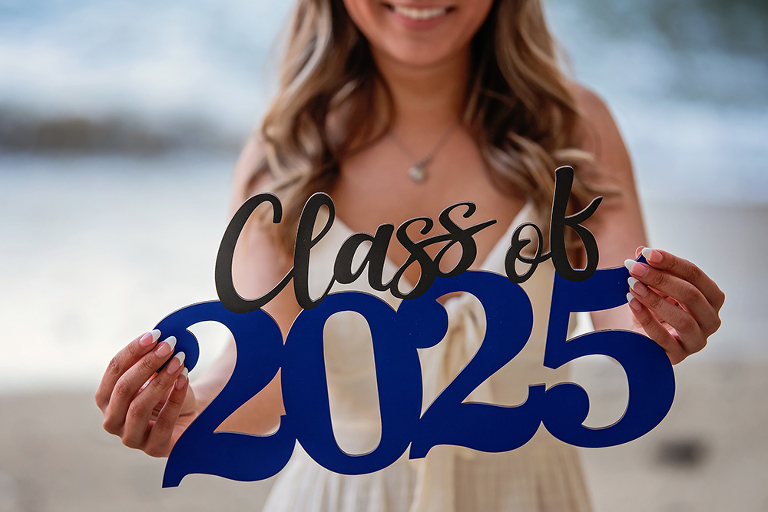 Beach senior portraits at Shark Fin Cove