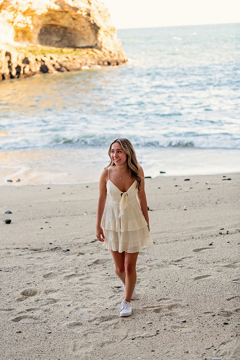 Beach senior portraits at Shark Fin Cove