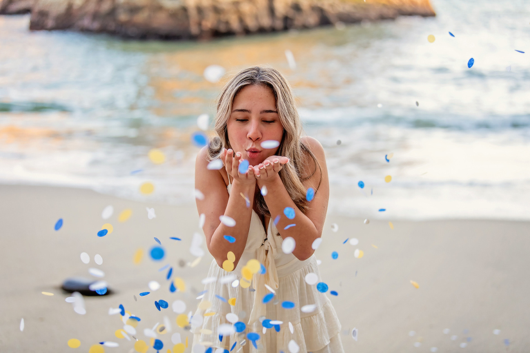 Beach senior portraits at Shark Fin Cove